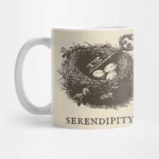 Serendipity Key in a Bird's Nest Illustration Mug