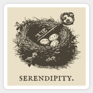 Serendipity Key in a Bird's Nest Illustration Sticker