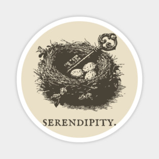 Serendipity Key in a Bird's Nest Illustration Magnet