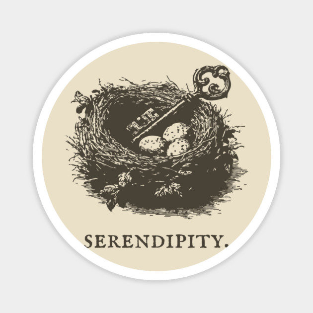 Serendipity Key in a Bird's Nest Illustration Magnet by TuncGK