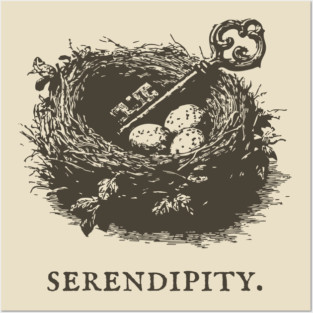 Serendipity Key in a Bird's Nest Illustration Posters and Art