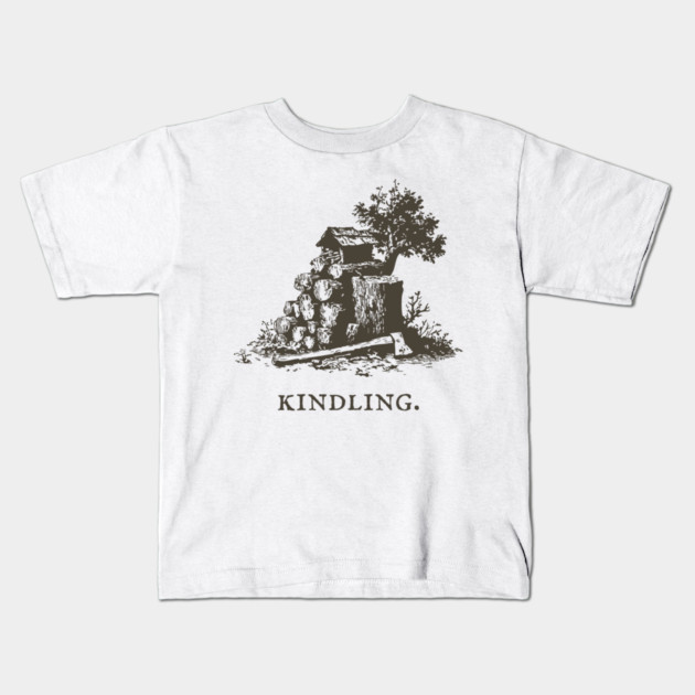 Rustic Kindling and Chopping Block Illustration Kids T-Shirt by TuncGK