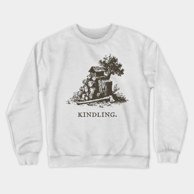 Rustic Kindling and Chopping Block Illustration Crewneck Sweatshirt by TuncGK