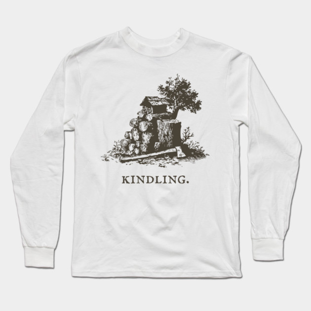 Rustic Kindling and Chopping Block Illustration Long Sleeve T-Shirt by TuncGK