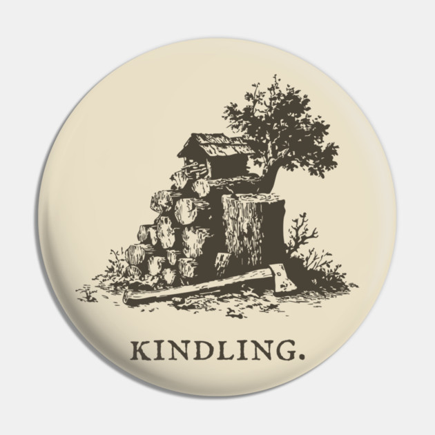 Rustic Kindling and Chopping Block Illustration Pin by TuncGK