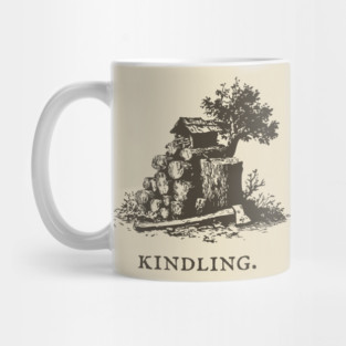 Rustic Kindling and Chopping Block Illustration Mug
