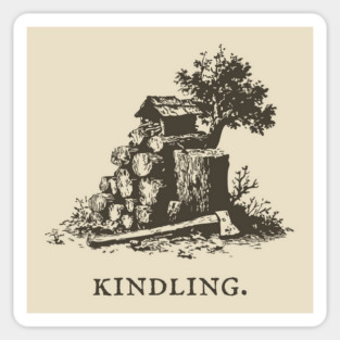 Rustic Kindling and Chopping Block Illustration Sticker