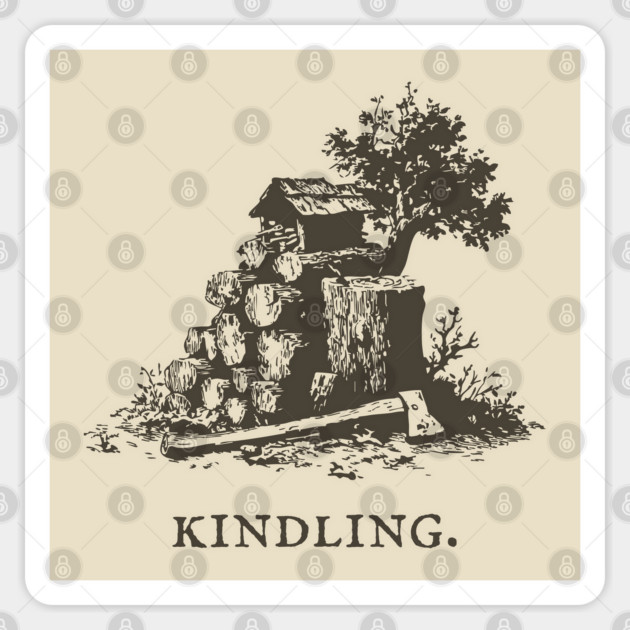 Rustic Kindling and Chopping Block Illustration Sticker by TuncGK
