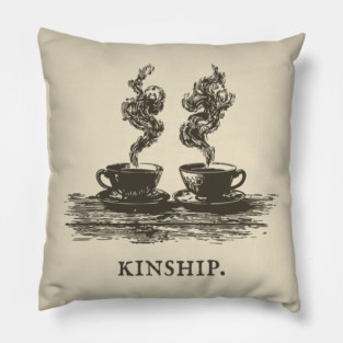 Cozy Kinship Two Cups of Coffee Illustration Pillow