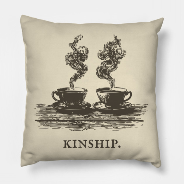 Cozy Kinship Two Cups of Coffee Illustration Pillow by TuncGK