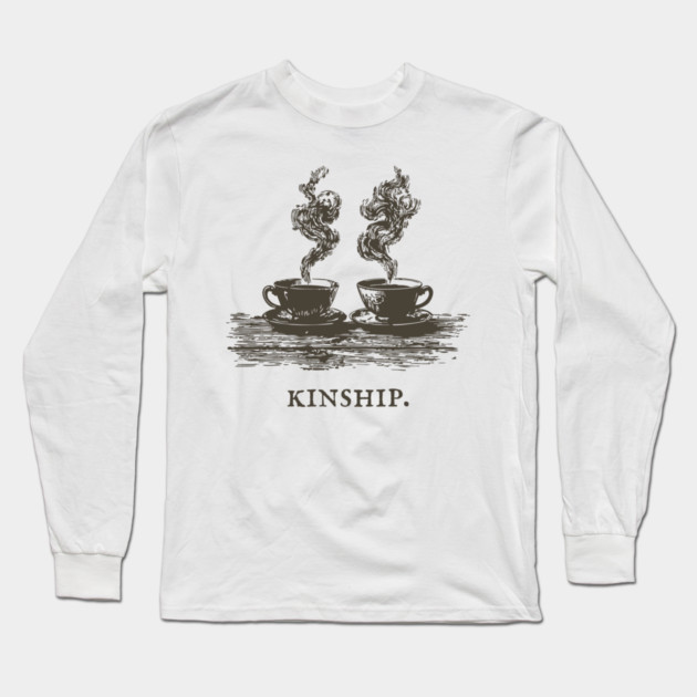 Cozy Kinship Two Cups of Coffee Illustration Long Sleeve T-Shirt by TuncGK