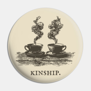 Cozy Kinship Two Cups of Coffee Illustration Pin