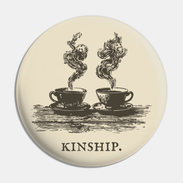 Cozy Kinship Two Cups of Coffee Illustration Pin by TuncGK