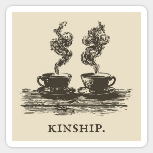 Cozy Kinship Two Cups of Coffee Illustration Sticker
