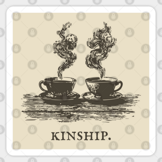 Cozy Kinship Two Cups of Coffee Illustration Sticker by TuncGK
