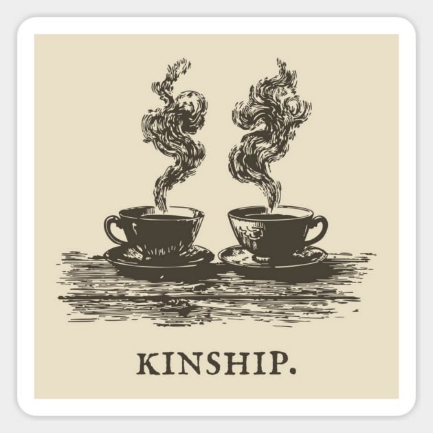 Cozy Kinship Two Cups of Coffee Illustration Magnet by TuncGK