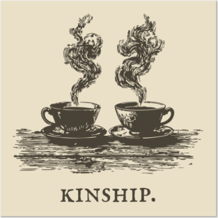 Cozy Kinship Two Cups of Coffee Illustration Posters and Art