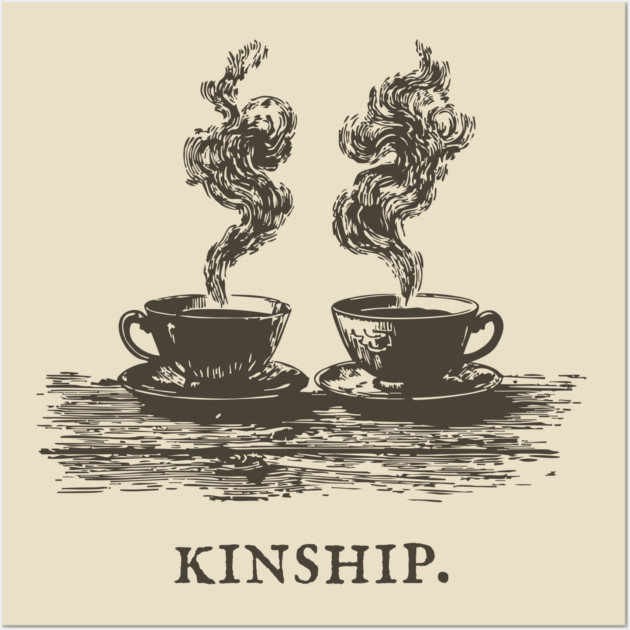 Cozy Kinship Two Cups of Coffee Illustration Wall Art by TuncGK