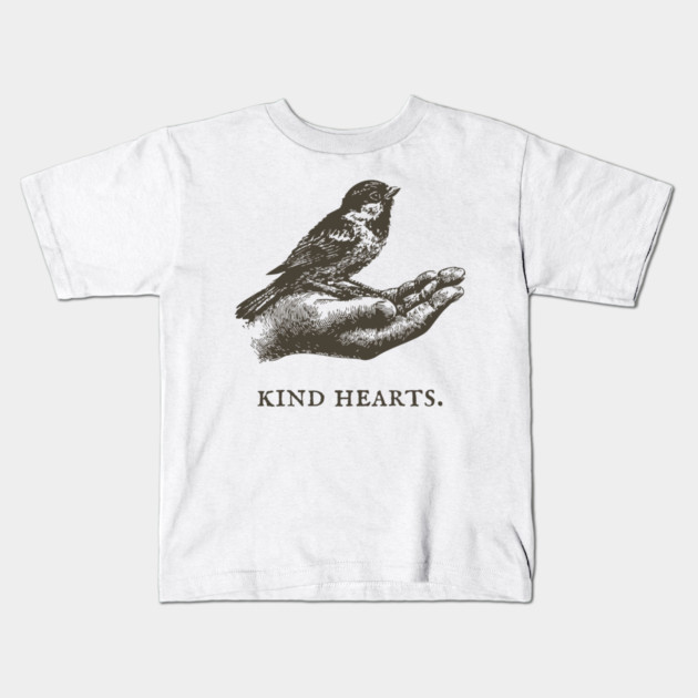 Kind Hearts Bird in Hand Illustration Kids T-Shirt by TuncGK