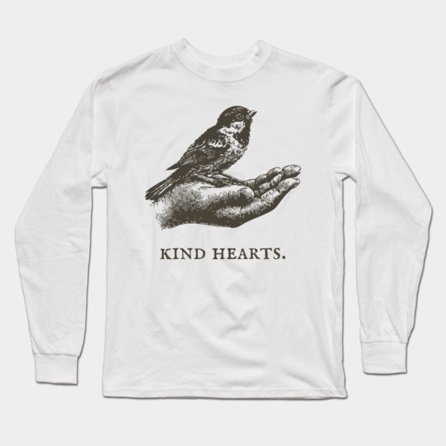 Kind Hearts Bird in Hand Illustration Long Sleeve T-Shirt by TuncGK