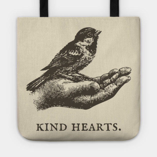 Kind Hearts Bird in Hand Illustration Tote by TuncGK