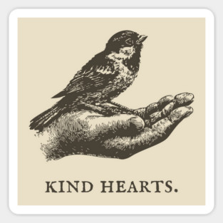 Kind Hearts Bird in Hand Illustration Sticker