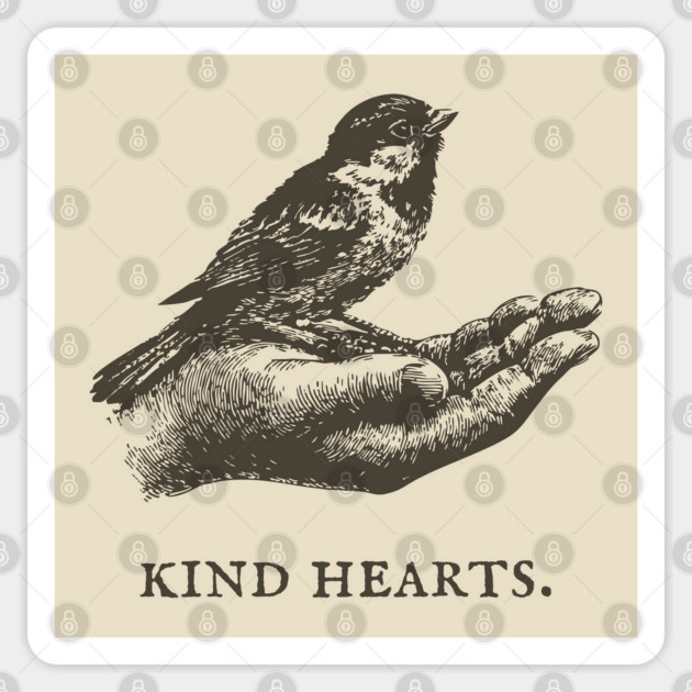 Kind Hearts Bird in Hand Illustration Sticker by TuncGK