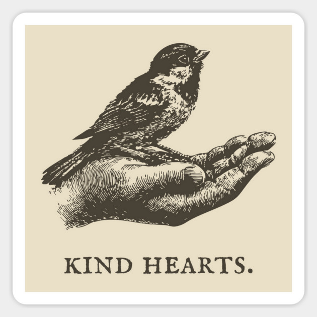 Kind Hearts Bird in Hand Illustration Magnet by TuncGK