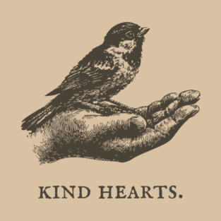 Kind Hearts Bird in Hand Illustration T-Shirt