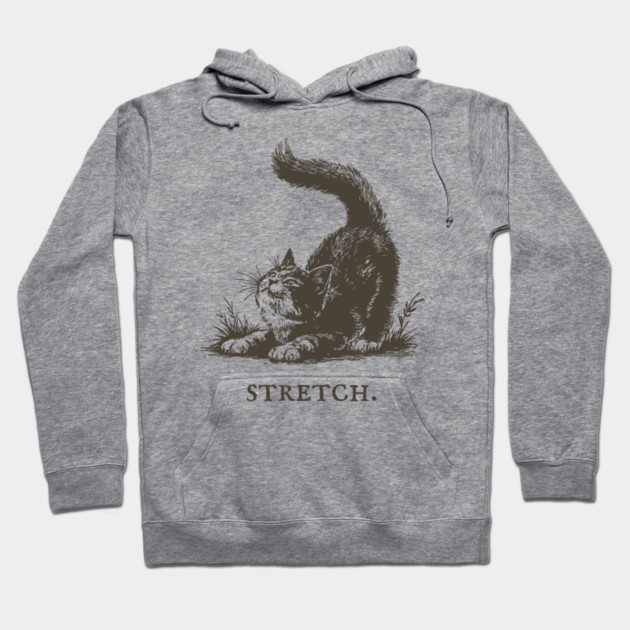 Cute Cat Morning Stretch Illustration Hoodie by TuncGK