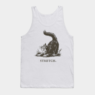 Cute Cat Morning Stretch Illustration Tank Top
