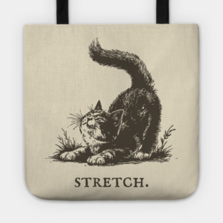 Cute Cat Morning Stretch Illustration Tote