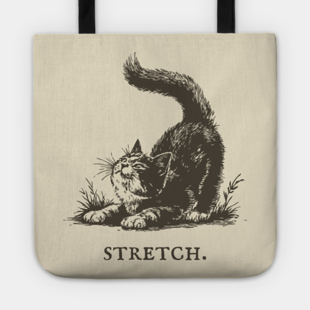 Cute Cat Morning Stretch Illustration Tote by TuncGK