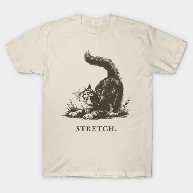 Cute Cat Morning Stretch Illustration T-Shirt by TuncGK