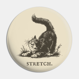 Cute Cat Morning Stretch Illustration Pin