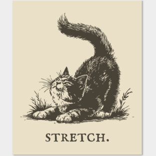 Cute Cat Morning Stretch Illustration Posters and Art
