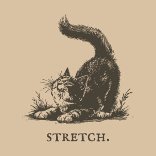 Cute Cat Morning Stretch Illustration T-Shirt