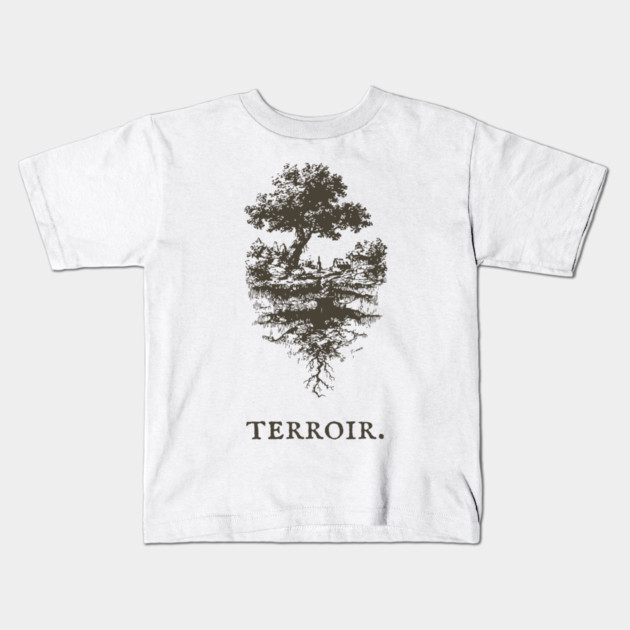 Terroir Tree and Roots Landscape Illustration Kids T-Shirt by TuncGK