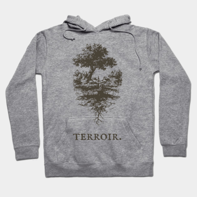 Terroir Tree and Roots Landscape Illustration Hoodie by TuncGK