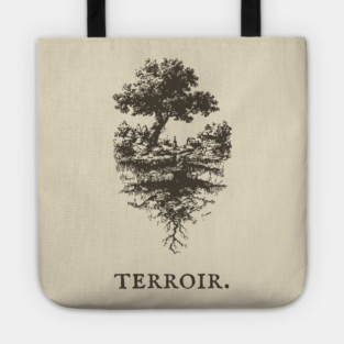 Terroir Tree and Roots Landscape Illustration Tote