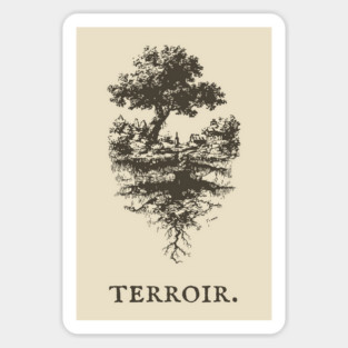 Terroir Tree and Roots Landscape Illustration Sticker