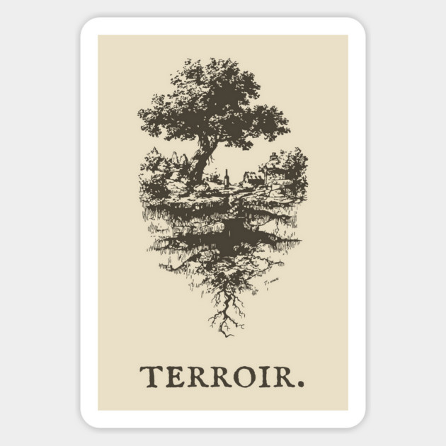 Terroir Tree and Roots Landscape Illustration Magnet by TuncGK