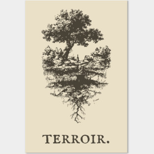Terroir Tree and Roots Landscape Illustration Posters and Art