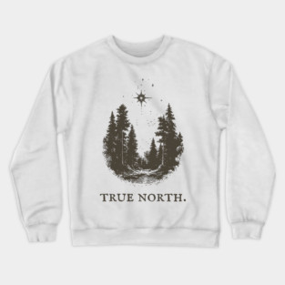 True North Star and Forest Illustration Crewneck Sweatshirt