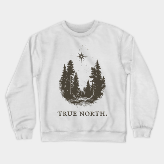 True North Star and Forest Illustration Crewneck Sweatshirt by TuncGK