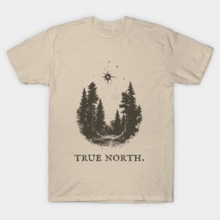 True North Star and Forest Illustration T-Shirt