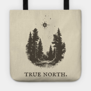 True North Star and Forest Illustration Tote