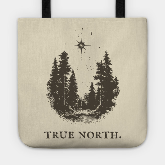 True North Star and Forest Illustration Tote by TuncGK
