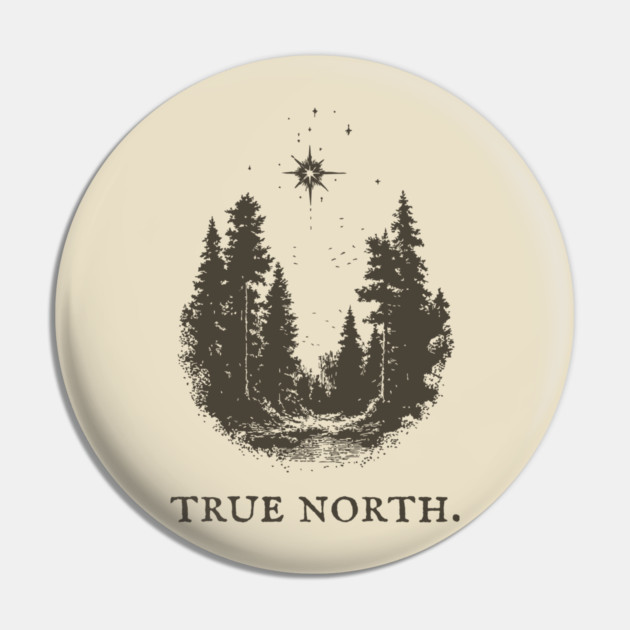 True North Star and Forest Illustration Pin by TuncGK