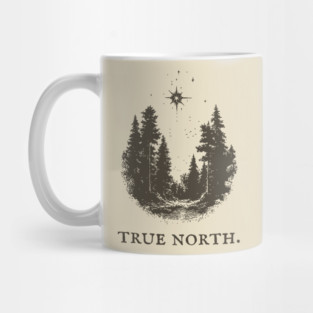 True North Star and Forest Illustration Mug